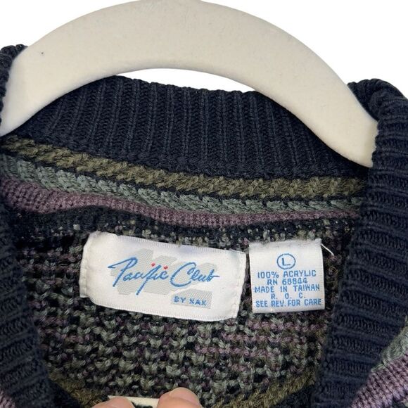 1980's Pacific Crest Vintage Knitted Cosby Crew Neck purple Sweater Large - Picture 9 of 14